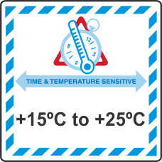 LR36 +15°C to +25°C Time and Temperature Label